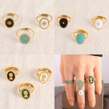Δαχτυλίδια από ανοξείδωτο ατσάλι Ανοιχτά δαχτυλίδια για γυναίκες Δαχτυλίδια φαρδύ δαχτυλίδι Πολύχρωμη αλυσίδα Γεωμετρίας Γυναικεία δαχτυλίδια Κοσμήματα Δώρο πάρτι Χονδρική