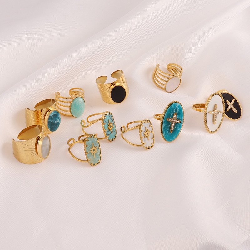 Rozsdamentes acél gyűrűk nyitott gyűrűk női gyűrűk széles gyűrűk színes geometriai láncok női gyűrűk ékszer parti ajándék nagykereskedés