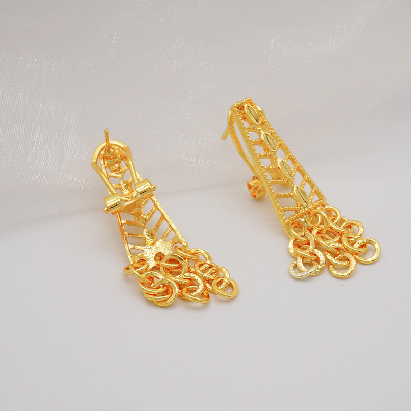 Luxus afrikai Dubai arany színű ékszerkészlet nőknek esküvői bojt nyaklánc karkötő fülbevaló bohém indiai menyasszonyi ékszer