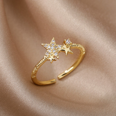 Inel fluture albine pentru femei, deschis, reglabil, din oțel inoxidabil, zirconiu cubic, inimă de lună, inel pentru deget, bijuterii elegante pentru ziua de naștere 2022