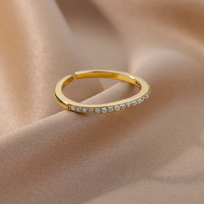 Inel fluture albine pentru femei, deschis, reglabil, din oțel inoxidabil, zirconiu cubic, inimă de lună, inel pentru deget, bijuterii elegante pentru ziua de naștere 2022