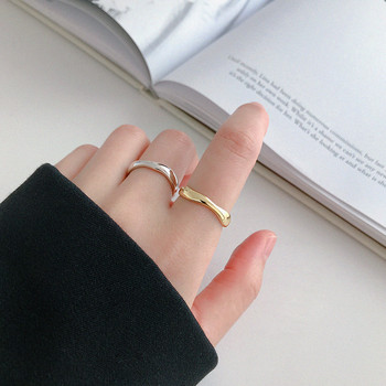 XIYANIKE Сребърни пръстени с неправилна вълна Модерни прости геометрични ръчно изработени бижута за жени Размер на двойка 17 mm Регулируеми