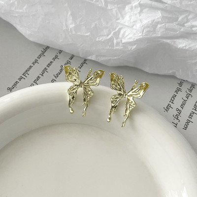 Koreai divat, gótikus punk stílusú sztereó pillangós női fülbevaló menő női fém lógó fülbevaló parti ékszer szett