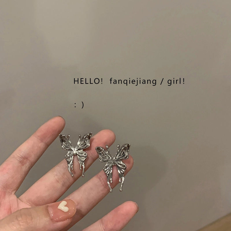 Koreai divat, gótikus punk stílusú sztereó pillangós női fülbevaló menő női fém lógó fülbevaló parti ékszer szett