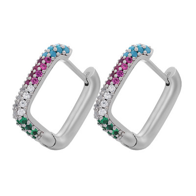 ZHUKOU Cercei cu cerc de culoare aurie de culoare argintie Cercei cu cerc mici de cristal femei curcubeu Bijuterii de modă en-gros VE144