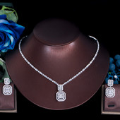 Colier de cercei pătrați geometrici ThreeGraces, cristal de zirconiu cubic strălucitor, set de bijuterii de modă pentru femei, cadou de petrecere nou TZ651