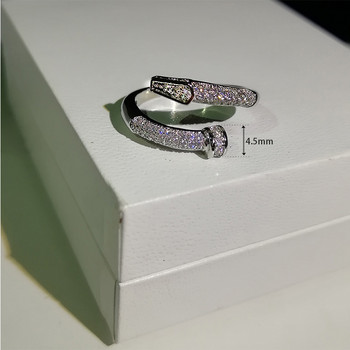 Сребърен цвят на ноктите с блестящ циркон за жени, сватбени годежи, модни бижута 2021 г.