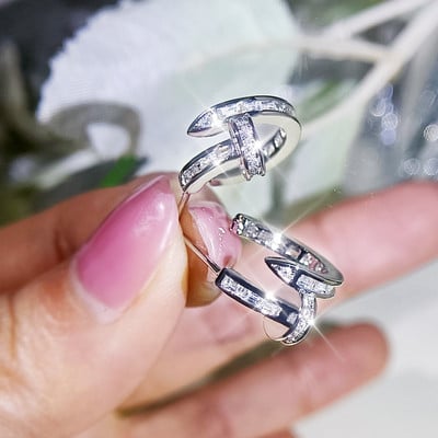 Ezüst színű köröm Bling cirkonkővel női esküvői eljegyzési divatékszerek 2021