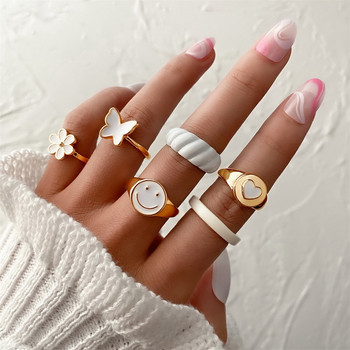 Σετ χαριτωμένα πολύχρωμα δαχτυλίδια καρδιάς πεταλούδας Ανοιχτά δαχτυλίδια Χονδρική πώληση κοσμημάτων με δάχτυλα Ρυθμιζόμενα δαχτυλίδια για κορίτσια πάρτι