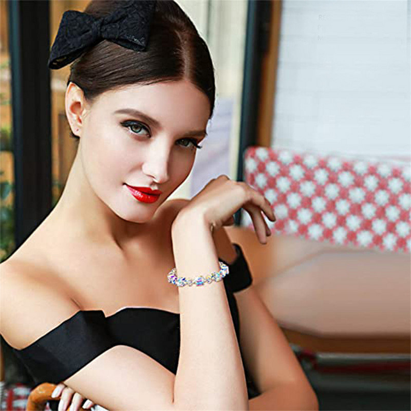 Luxus dizájn 8 mm-es cukorkocka kristály karkötő nyaklánc fülbevaló ékszer szett Shine női parti kiegészítők romantikus Valentin ajándék