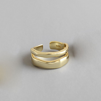 XIYANIKE Сребърен цвят, модерни, елегантни, завъртящи се пръстени с два кръга за жени, двойка прости геометрични ръчно изработени бижута, регулируеми