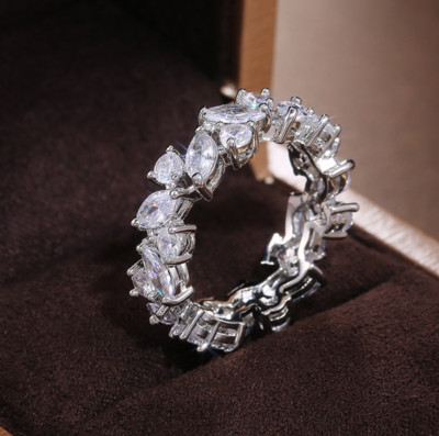 Inel de cristal lucrat manual Eternity Promise AAA Cz Zircon Inele de logodnă de nuntă pentru femei, bărbați, bijuterii de petrecere cu degetul CRL1141