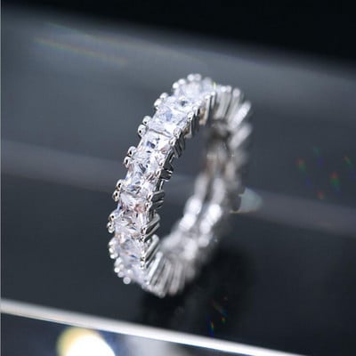 Inel de cristal lucrat manual Eternity Promise AAA Cz Zircon Inele de logodnă de nuntă pentru femei, bărbați, bijuterii de petrecere cu degetul CRL1141