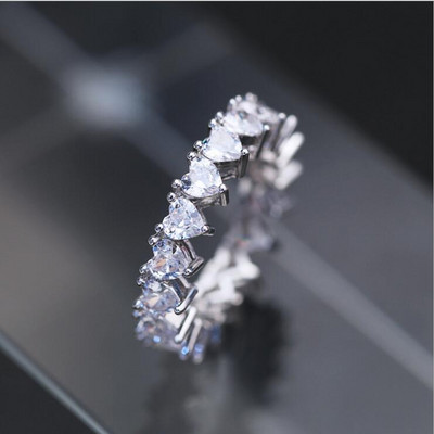 Inel de cristal lucrat manual Eternity Promise AAA Cz Zircon Inele de logodnă de nuntă pentru femei, bărbați, bijuterii de petrecere cu degetul CRL1141