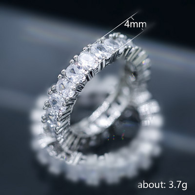 Inel de cristal lucrat manual Eternity Promise AAA Cz Zircon Inele de logodnă de nuntă pentru femei, bărbați, bijuterii de petrecere cu degetul CRL1141