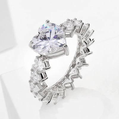 Inel de cristal lucrat manual Eternity Promise AAA Cz Zircon Inele de logodnă de nuntă pentru femei, bărbați, bijuterii de petrecere cu degetul CRL1141
