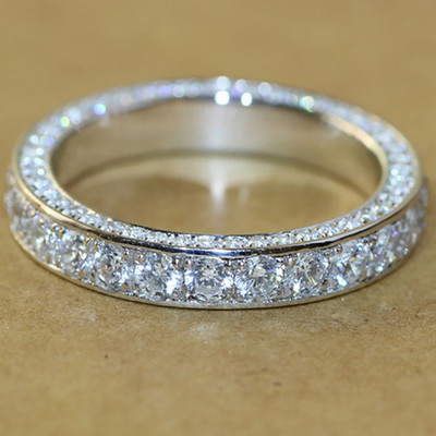 Inel de cristal lucrat manual Eternity Promise AAA Cz Zircon Inele de logodnă de nuntă pentru femei, bărbați, bijuterii de petrecere cu degetul CRL1141