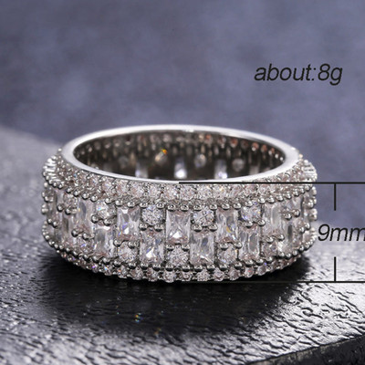 Inel de cristal lucrat manual Eternity Promise AAA Cz Zircon Inele de logodnă de nuntă pentru femei, bărbați, bijuterii de petrecere cu degetul CRL1141