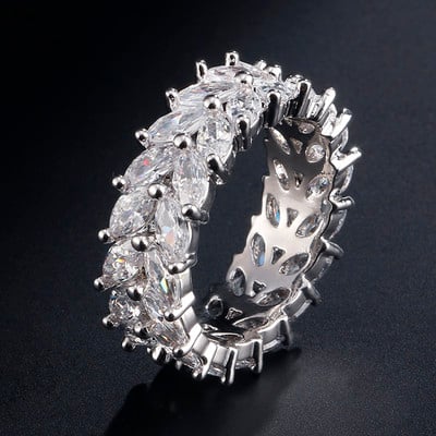Inel de cristal lucrat manual Eternity Promise AAA Cz Zircon Inele de logodnă de nuntă pentru femei, bărbați, bijuterii de petrecere cu degetul CRL1141