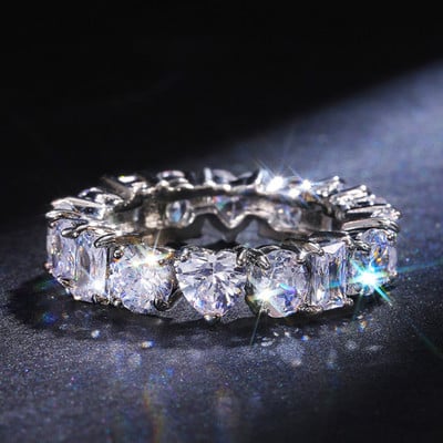 Inel de cristal lucrat manual Eternity Promise AAA Cz Zircon Inele de logodnă de nuntă pentru femei, bărbați, bijuterii de petrecere cu degetul CRL1141