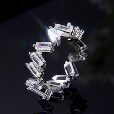 Inel de cristal lucrat manual Eternity Promise AAA Cz Zircon Inele de logodnă de nuntă pentru femei, bărbați, bijuterii de petrecere cu degetul CRL1141