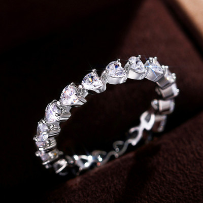 Inel de cristal lucrat manual Eternity Promise AAA Cz Zircon Inele de logodnă de nuntă pentru femei, bărbați, bijuterii de petrecere cu degetul CRL1141