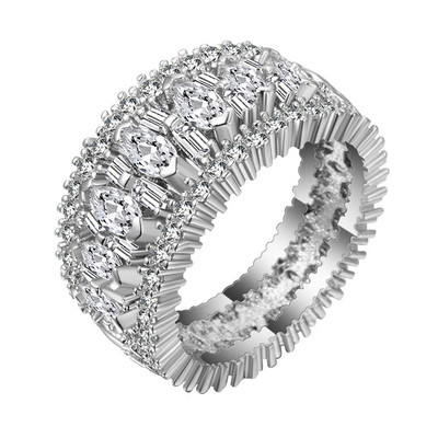 Inel de cristal lucrat manual Eternity Promise AAA Cz Zircon Inele de logodnă de nuntă pentru femei, bărbați, bijuterii de petrecere cu degetul CRL1141