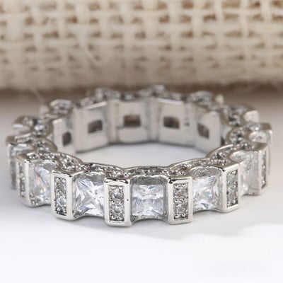Inel de cristal lucrat manual Eternity Promise AAA Cz Zircon Inele de logodnă de nuntă pentru femei, bărbați, bijuterii de petrecere cu degetul CRL1141