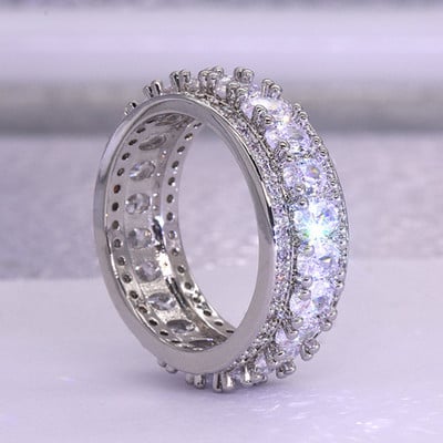 Inel de cristal lucrat manual Eternity Promise AAA Cz Zircon Inele de logodnă de nuntă pentru femei, bărbați, bijuterii de petrecere cu degetul CRL1141
