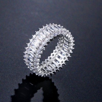Inel de cristal lucrat manual Eternity Promise AAA Cz Zircon Inele de logodnă de nuntă pentru femei, bărbați, bijuterii de petrecere cu degetul CRL1141