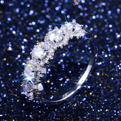 Inel de cristal lucrat manual Eternity Promise AAA Cz Zircon Inele de logodnă de nuntă pentru femei, bărbați, bijuterii de petrecere cu degetul CRL1141