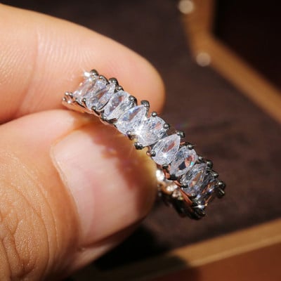 Inel de cristal lucrat manual Eternity Promise AAA Cz Zircon Inele de logodnă de nuntă pentru femei, bărbați, bijuterii de petrecere cu degetul CRL1141