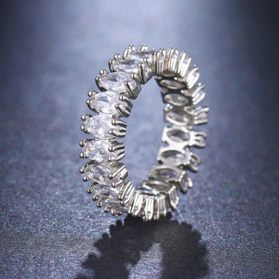 Inel de cristal lucrat manual Eternity Promise AAA Cz Zircon Inele de logodnă de nuntă pentru femei, bărbați, bijuterii de petrecere cu degetul CRL1141