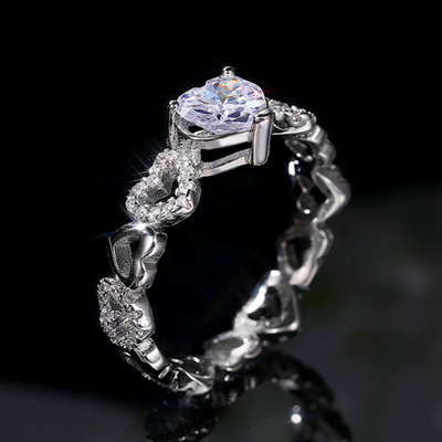 Inel de cristal lucrat manual Eternity Promise AAA Cz Zircon Inele de logodnă de nuntă pentru femei, bărbați, bijuterii de petrecere cu degetul CRL1141