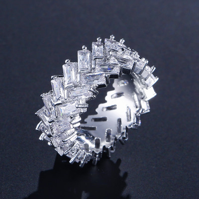 Inel de cristal lucrat manual Eternity Promise AAA Cz Zircon Inele de logodnă de nuntă pentru femei, bărbați, bijuterii de petrecere cu degetul CRL1141