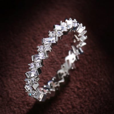 Inel de cristal lucrat manual Eternity Promise AAA Cz Zircon Inele de logodnă de nuntă pentru femei, bărbați, bijuterii de petrecere cu degetul CRL1141