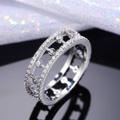 Inel de cristal lucrat manual Eternity Promise AAA Cz Zircon Inele de logodnă de nuntă pentru femei, bărbați, bijuterii de petrecere cu degetul CRL1141