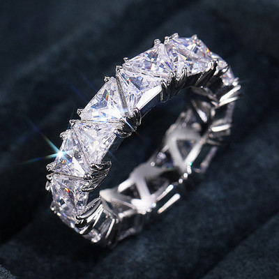 Inel de cristal lucrat manual Eternity Promise AAA Cz Zircon Inele de logodnă de nuntă pentru femei, bărbați, bijuterii de petrecere cu degetul CRL1141