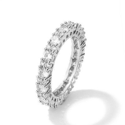 Inel de cristal lucrat manual Eternity Promise AAA Cz Zircon Inele de logodnă de nuntă pentru femei, bărbați, bijuterii de petrecere cu degetul CRL1141