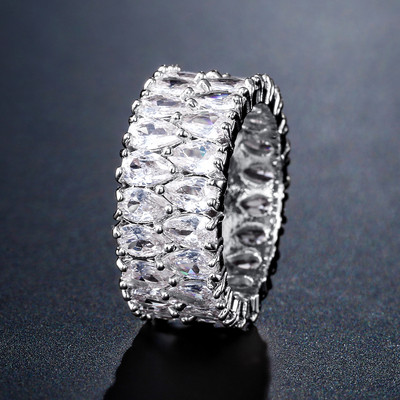 Inel de cristal lucrat manual Eternity Promise AAA Cz Zircon Inele de logodnă de nuntă pentru femei, bărbați, bijuterii de petrecere cu degetul CRL1141