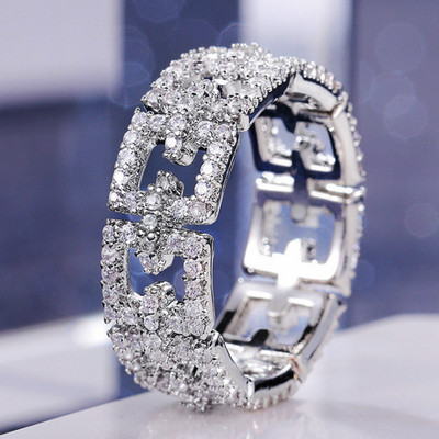 Inel de cristal lucrat manual Eternity Promise AAA Cz Zircon Inele de logodnă de nuntă pentru femei, bărbați, bijuterii de petrecere cu degetul CRL1141