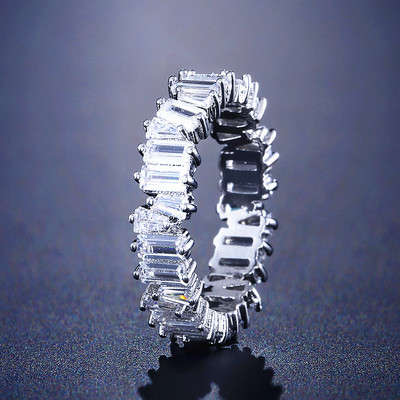 Inel de cristal lucrat manual Eternity Promise AAA Cz Zircon Inele de logodnă de nuntă pentru femei, bărbați, bijuterii de petrecere cu degetul CRL1141