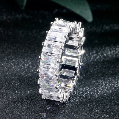 Inel de cristal lucrat manual Eternity Promise AAA Cz Zircon Inele de logodnă de nuntă pentru femei, bărbați, bijuterii de petrecere cu degetul CRL1141