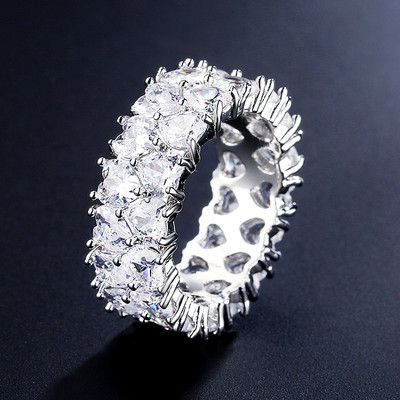 Inel de cristal lucrat manual Eternity Promise AAA Cz Zircon Inele de logodnă de nuntă pentru femei, bărbați, bijuterii de petrecere cu degetul CRL1141