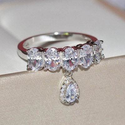 Inel de cristal lucrat manual Eternity Promise AAA Cz Zircon Inele de logodnă de nuntă pentru femei, bărbați, bijuterii de petrecere cu degetul CRL1141