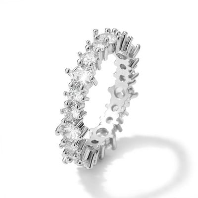 Inel de cristal lucrat manual Eternity Promise AAA Cz Zircon Inele de logodnă de nuntă pentru femei, bărbați, bijuterii de petrecere cu degetul CRL1141
