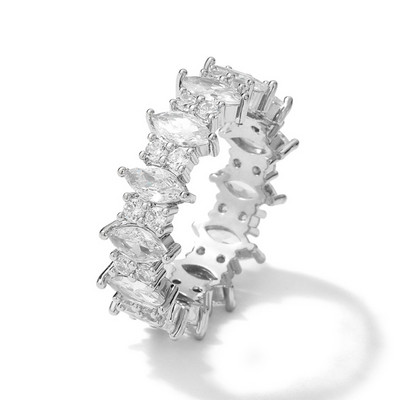 Inel de cristal lucrat manual Eternity Promise AAA Cz Zircon Inele de logodnă de nuntă pentru femei, bărbați, bijuterii de petrecere cu degetul CRL1141