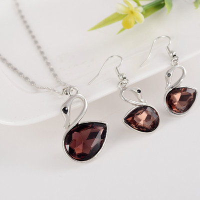 Set de bijuterii de mireasă de culoare argintie rafinat cristal austriac negru zircon geometrie pandantiv colier cercei pentru femeie cadou bijuterii