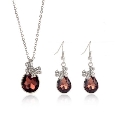 Set de bijuterii de mireasă de culoare argintie rafinat cristal austriac negru zircon geometrie pandantiv colier cercei pentru femeie cadou bijuterii