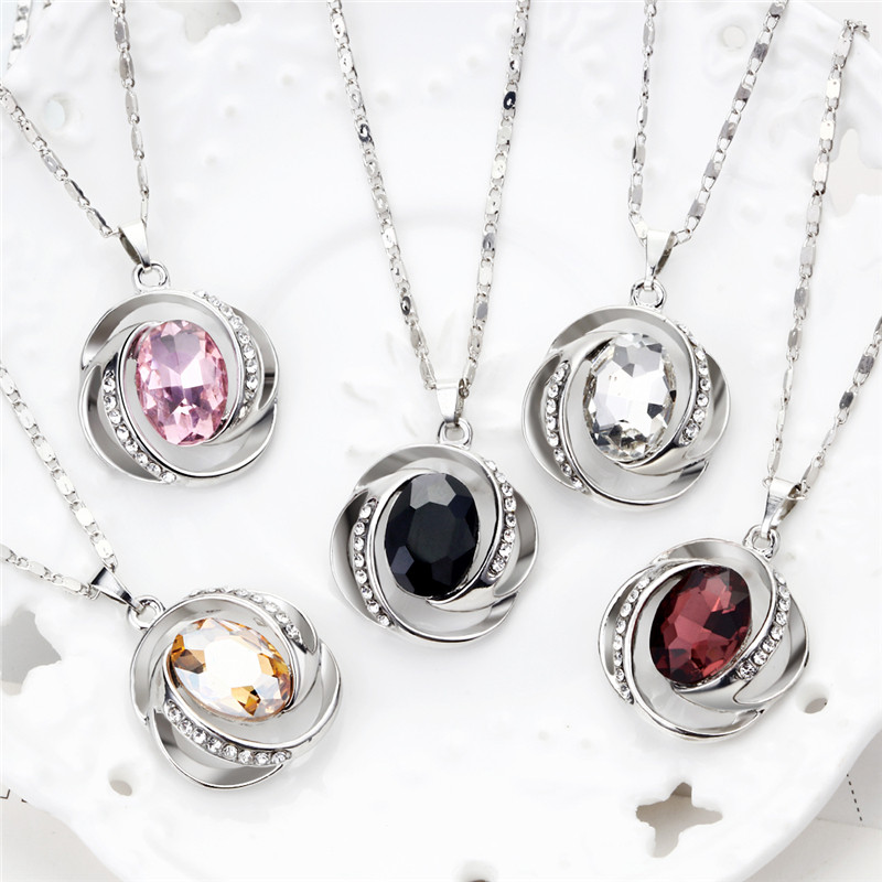 Set de bijuterii de mireasă de culoare argintie rafinat cristal austriac negru zircon geometrie pandantiv colier cercei pentru femeie cadou bijuterii